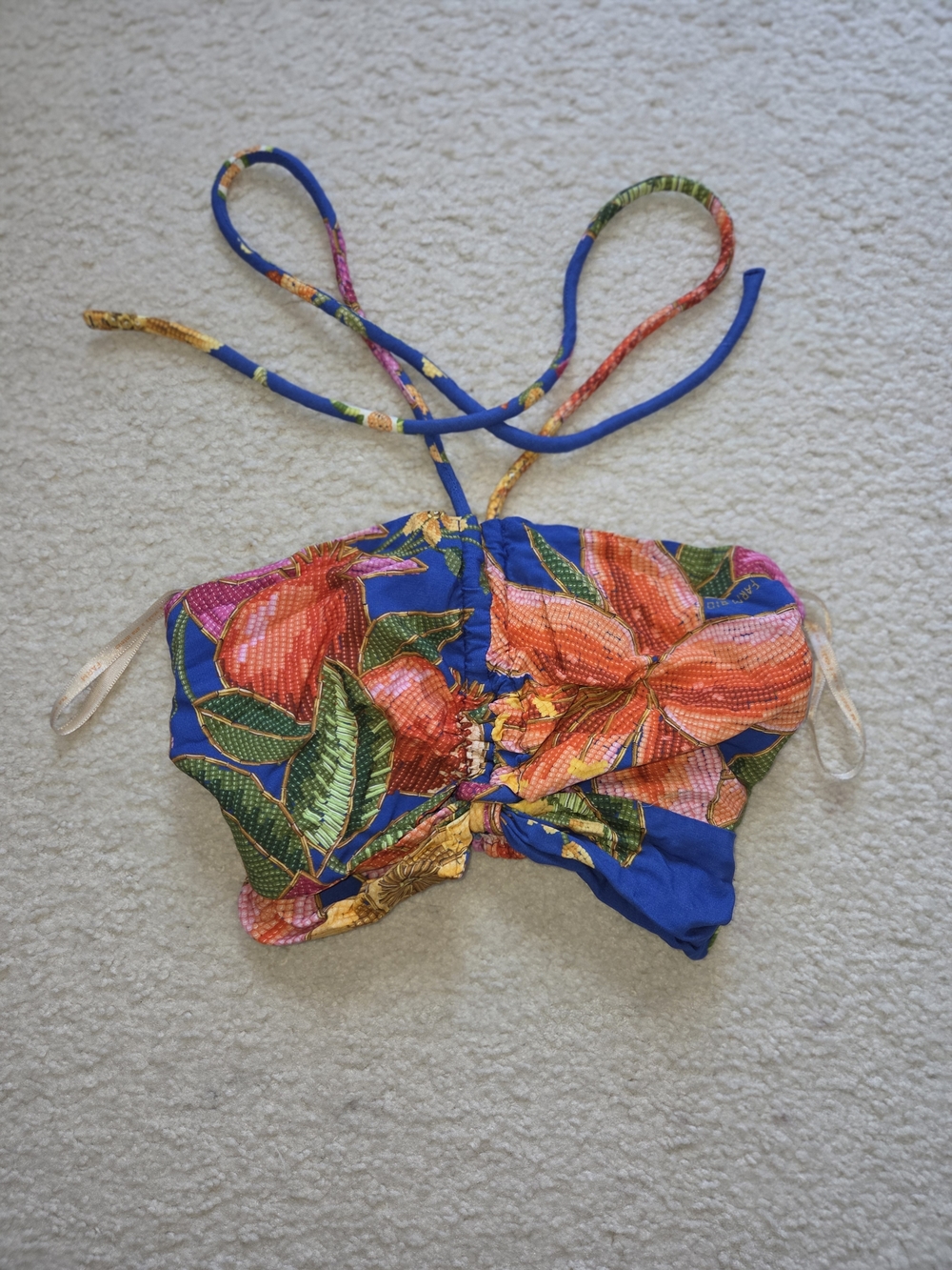 FARM Rio Blue Floral Detailed Vibrant Halter Top